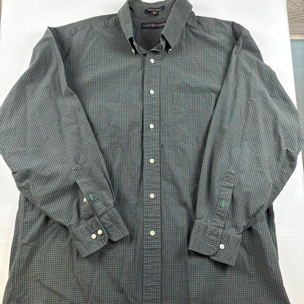 Tommy Hilfiger Men’s Green Plaid Button Down - Shirt 32–33